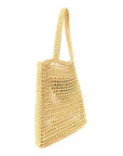 Yarn Raffia Effect Crochet Logo Embroidered Tote Bag Naturale