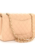 Lambskin Quilted Medium Double Flap Beige