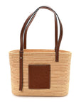 Raffia Small Square Basket Tote Bag Natural Tan