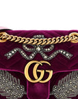 Velvet Matelasse Embroidered Mini GG Marmont Shoulder Bag Bordeaux
