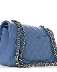 Caviar Quilted Small Double Flap Blue