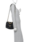 Goatskin Quilted Medium CHNL 19 Flap Black