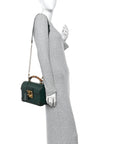 Azalea Calfskin Small Padlock Bamboo Shoulder Bag Vintage Green