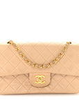 Lambskin Quilted Small Double Flap Beige