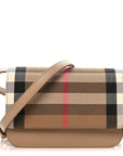 Grained Calfskin House Check Small Madison Shoulder Bag Chestnut Beige