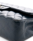 Caviar Quilted Medium Double Flap Navy