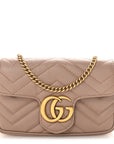 Calfskin Matelasse Super Mini GG Marmont Shoulder Bag Porcelain Rose