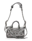 Metallic Agneau Arena Mini Le Cagole Duffle Crossbody Bag Silver