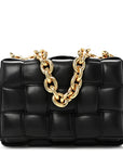 Lambskin Maxi Intreccio Padded Chain Cassette Crossbody Bag Black
