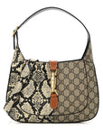 GG Supreme Monogram Snakeskin Small Jackie 1961 Hobo Beige Ebony