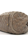 Snakeskin Embossed Calfskin Quilted Studded Beige