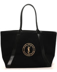 Linen Calfskin Rive Gauche Tote Black