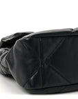 Goatskin Quilted Large CHNL 19 Flap Navy Blue