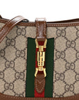 GG Supreme Monogram Azalea Calfskin Web Mini Jackie 1961 Hobo Beige Ebony Brown Sugar
