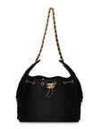 Washed Denim Quilted Small CHNL 25 Handbag Black