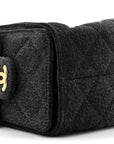 Washed Denim Quilted Mini CHNL 25 Handbag Black