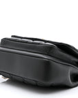 Calfskin Quilted Top Handle Flap Black
