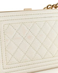 Patent Calfskin Boy Minaudiere White
