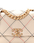 Lambskin Mixed Fibers Quilted Medium CHNL 19 Flap Beige