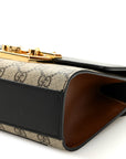 GG Supreme Monogram Calfskin Small Padlock Shoulder Bag Beige Black Cuir