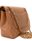 Lambskin Quilted Jumbo Double Flap Dark Beige