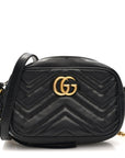 Calfskin Matelasse Mini GG Marmont Chain Shoulder Bag Black