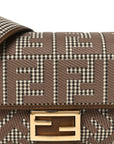 Wool Vitello King Houndstooth FF Embroidered Baguette Beige Moro