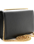 Calfskin Crocodile Embossed Small Classic Monogram Kate Tassel Satchel Black