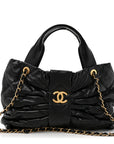 Lambskin Quilted Bow Bag Black