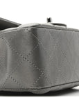 Metallic Lambskin Quilted Mini Rectangular Flap Dark Grey
