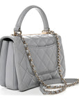 Lambskin Quilted Small Trendy CC Flap Dual Handle Bag Grey