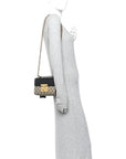 GG Supreme Monogram Calfskin Small Padlock Shoulder Bag Beige Black Cuir