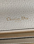 Metallic Grained Calfskin D1ORama Wallet on Chain Pouch Silver