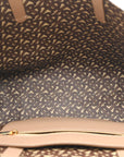 Calfskin TB Motif Embossed Medium Tote Camel