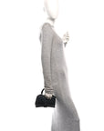Shiny Box Calfskin Strass Hourglass Top Handle Bag XS Black