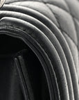 Calfskin Quilted Large Boy Flap Black