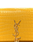Calfskin Crocodile Embossed Kate Monogram Tassel Chain Wallet Saffron