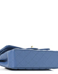 Caviar Quilted Small Double Flap Blue