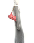 Shiny Lambskin Quilted Trendy Pockets Hobo Coral Pink