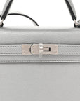 Metallic Chevre Chamkilight Mini Kelly Sellier 20 Argent