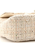 Tweed Quilted Mini Rectangular Flap Off White