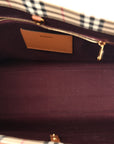 Canvas Vintage Check Calfskin Medium Freya Tote Briar Brown