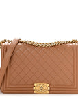 Lambskin Quilted New Medium Boy Flap Dark Beige