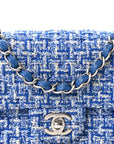 Tweed Quilted Mini Rectangular Flap Blue White