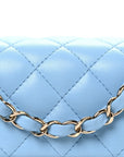 Lambskin Quilted Mini Rectangular Flap Light Blue