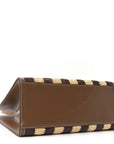 Paglia Pequin Vitello King Woven Medium FNDI Sunshine Shopper Tote Naturale Gianduia
