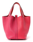 Taurillon Clemence Tri-Color Picotin Lock 18 PM Rose Extreme Rose Mexico Rouge De Coeur
