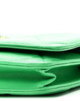 Shiny Goatskin Quilted CHNL 19 Wallet On Chain WOC Green