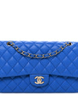 Lambskin Quilted Medium Double Flap Blue
