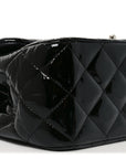Patent Quilted Jumbo Double Flap Black